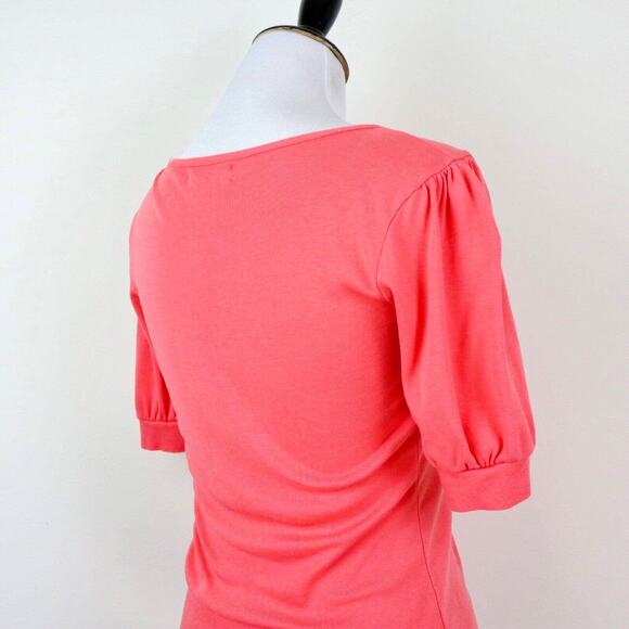 Michael Stars OS The Original Tee Scoop Neck Puff Sleeve Coral - Picture 5 of 8
